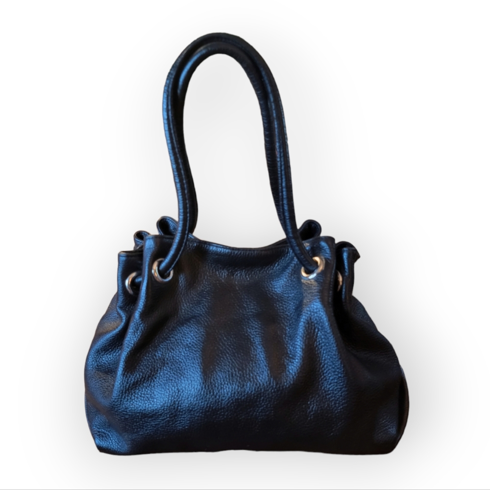 Furla Black Pebbled Leather Bucket Bag